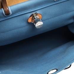 Pre Owned Hermes Natural/Blue Canvas and Leather Herbag Zip 39 Bag