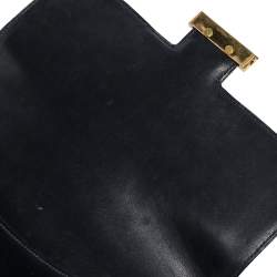 Pre Owned Hermes Blue Nuit Box Calf Leather Gold Hardware Constance 23 Bag