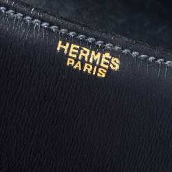 Pre Owned Hermes Blue Nuit Box Calf Leather Gold Hardware Constance 23 Bag