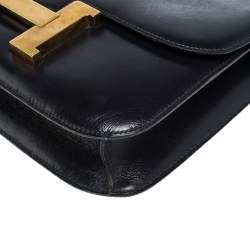 Pre Owned Hermes Blue Nuit Box Calf Leather Gold Hardware Constance 23 Bag