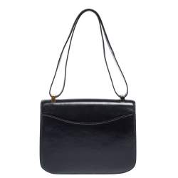 Pre Owned Hermes Blue Nuit Box Calf Leather Gold Hardware Constance 23 Bag