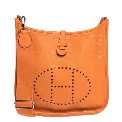 Pre Owned Hermes Feu Clemence Leather Evelyne III PM Bag