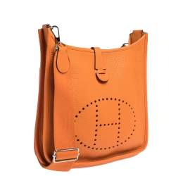 Pre Owned Hermes Feu Clemence Leather Evelyne III PM Bag