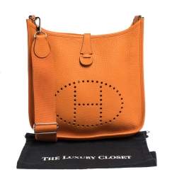 Pre Owned Hermes Feu Clemence Leather Evelyne III PM Bag