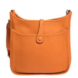 Pre Owned Hermes Feu Clemence Leather Evelyne III PM Bag