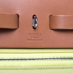 Pre Owned Hermes Natural/Soufre Canvas and Leather Herbag Zip 31 Bag