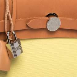 Pre Owned Hermes Natural/Soufre Canvas and Leather Herbag Zip 31 Bag