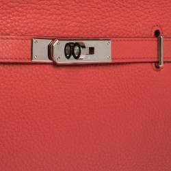 Pre Owned Hermes Rouge Casaque Clemence Leather Palladium Hardware Jypsiere 28 Bag