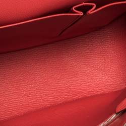 Pre Owned Hermes Rouge Casaque Clemence Leather Palladium Hardware Jypsiere 28 Bag
