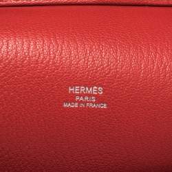Pre Owned Hermes Rouge Casaque Clemence Leather Palladium Hardware Jypsiere 28 Bag