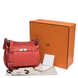 Pre Owned Hermes Rouge Casaque Clemence Leather Palladium Hardware Jypsiere 28 Bag