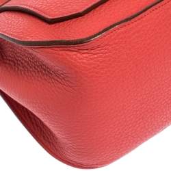 Pre Owned Hermes Rouge Casaque Clemence Leather Palladium Hardware Jypsiere 28 Bag