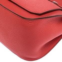 Pre Owned Hermes Rouge Casaque Clemence Leather Palladium Hardware Jypsiere 28 Bag