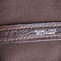 Pre Owned Hermes Moka Negonda Leather and Canvas Garden File PM Bag