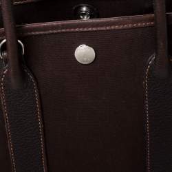 Pre Owned Hermes Moka Negonda Leather and Canvas Garden File PM Bag