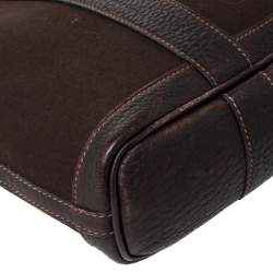 Pre Owned Hermes Moka Negonda Leather and Canvas Garden File PM Bag