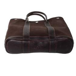 Pre Owned Hermes Moka Negonda Leather and Canvas Garden File PM Bag