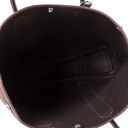 Pre Owned Hermes Moka Negonda Leather and Canvas Garden File PM Bag