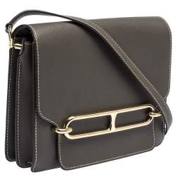 Pre Owned Hermes Etoupe Evercolor Leather Roulis 23 Bag