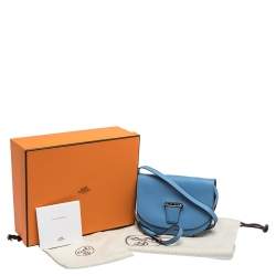 Pre Owned Hermes Blue Agate Swift Leather Mini Convoyeur Bag