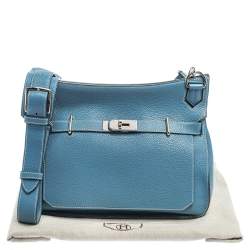 Pre Owned Hermes Blue Jean Togo Leather Palladium Hardware Jypsiere 34 Bag