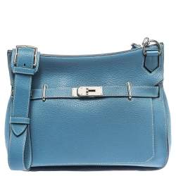 Pre Owned Hermes Blue Jean Togo Leather Palladium Hardware Jypsiere 34 Bag