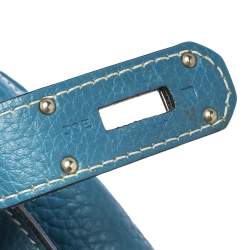 Pre Owned Hermes Blue Jean Togo Leather Palladium Hardware Jypsiere 34 Bag