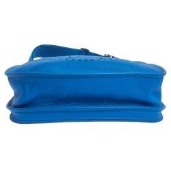 Pre Owned Hermes Blue Clemence Leather Evelyne III GM Bag