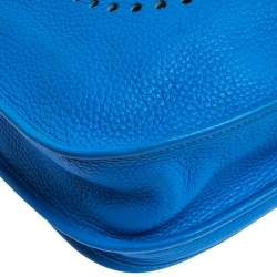 Pre Owned Hermes Blue Clemence Leather Evelyne III GM Bag