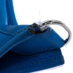 Pre Owned Hermes Blue Clemence Leather Evelyne III GM Bag