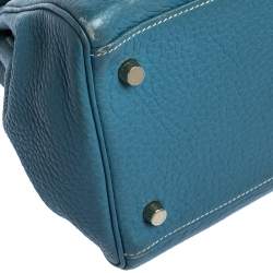 Pre Owned Hermès Blue Jean Clemence Leather Gold Hardware Shoulder Kelly 42 Bag