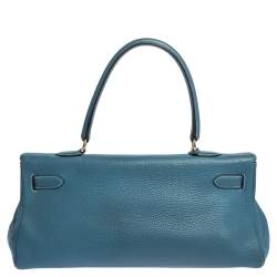 Pre Owned Hermès Blue Jean Clemence Leather Gold Hardware Shoulder Kelly 42 Bag