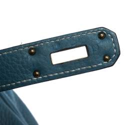 Pre Owned Hermès Blue Jean Clemence Leather Gold Hardware Shoulder Kelly 42 Bag