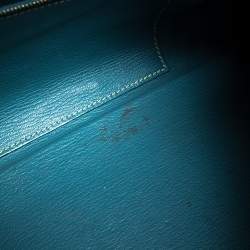Pre Owned Hermès Blue Jean Clemence Leather Gold Hardware Shoulder Kelly 42 Bag