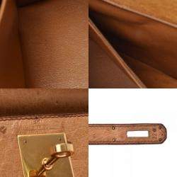 Hermes Chestnut Ostrich Leather Gold Hardware Kelly Sellier 28 Bag 