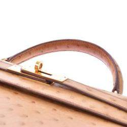 Hermes Chestnut Ostrich Leather Gold Hardware Kelly Sellier 28 Bag 