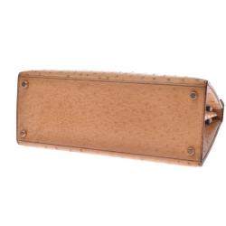 Hermes Chestnut Ostrich Leather Gold Hardware Kelly Sellier 28 Bag 