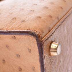 Hermes Chestnut Ostrich Leather Gold Hardware Kelly Sellier 28 Bag 