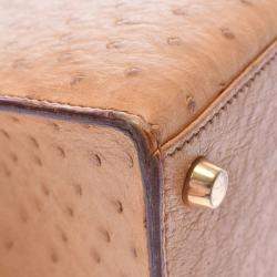 Hermes Chestnut Ostrich Leather Gold Hardware Kelly Sellier 28 Bag 
