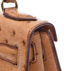 Hermes Chestnut Ostrich Leather Gold Hardware Kelly Sellier 28 Bag 