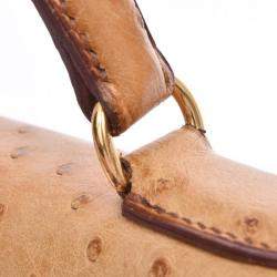 Hermes Chestnut Ostrich Leather Gold Hardware Kelly Sellier 28 Bag 
