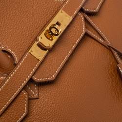 Pre Owned Hermes Gold Clemence  Leather Gold Hardware Birkin 35 Bag