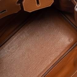 Pre Owned Hermes Gold Clemence  Leather Gold Hardware Birkin 35 Bag