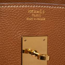 Pre Owned Hermes Gold Clemence  Leather Gold Hardware Birkin 35 Bag