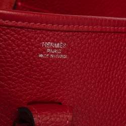 Pre Owned Hermes Rouge Vif Togo Leather Evelyne I PM Bag