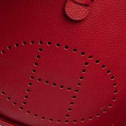 Pre Owned Hermes Rouge Vif Togo Leather Evelyne I PM Bag