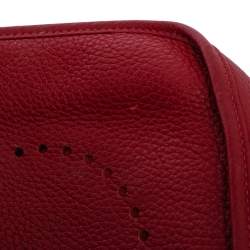Pre Owned Hermes Rouge Vif Togo Leather Evelyne I PM Bag