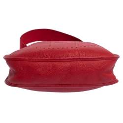 Pre Owned Hermes Rouge Vif Togo Leather Evelyne I PM Bag
