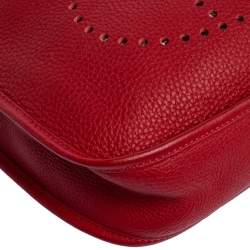 Pre Owned Hermes Rouge Vif Togo Leather Evelyne I PM Bag