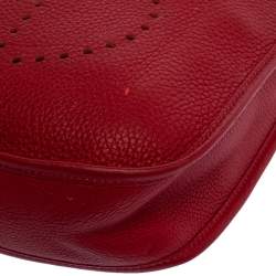 Pre Owned Hermes Rouge Vif Togo Leather Evelyne I PM Bag
